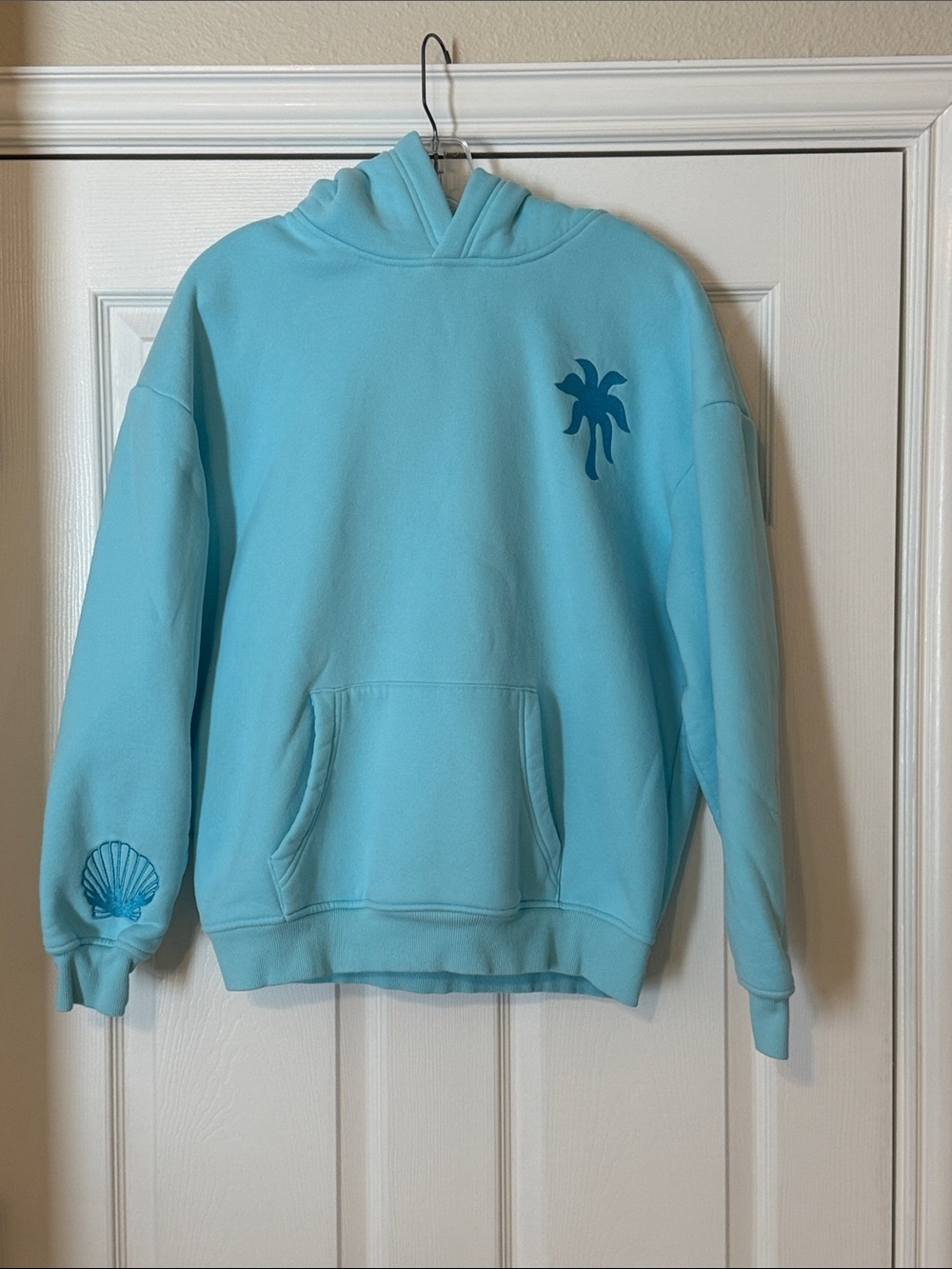 Aqua Palm & Shell Graphic Hoodie